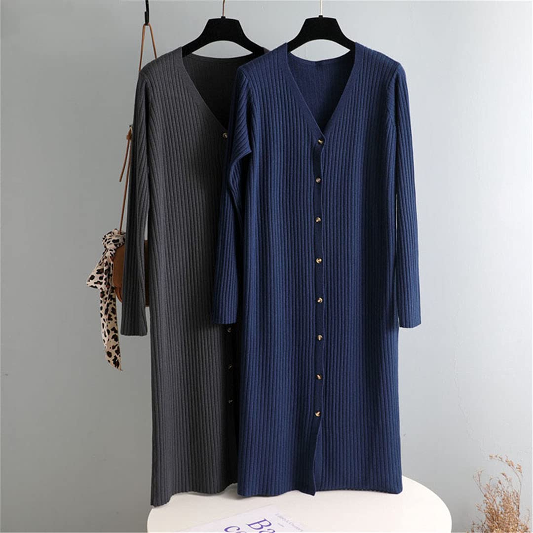 Women's V-Neck Sweater Dress - Loose Knit Long Dress for Fall & Winter | Cozy Casual Wear for Office, Date Night & Holiday Outfits