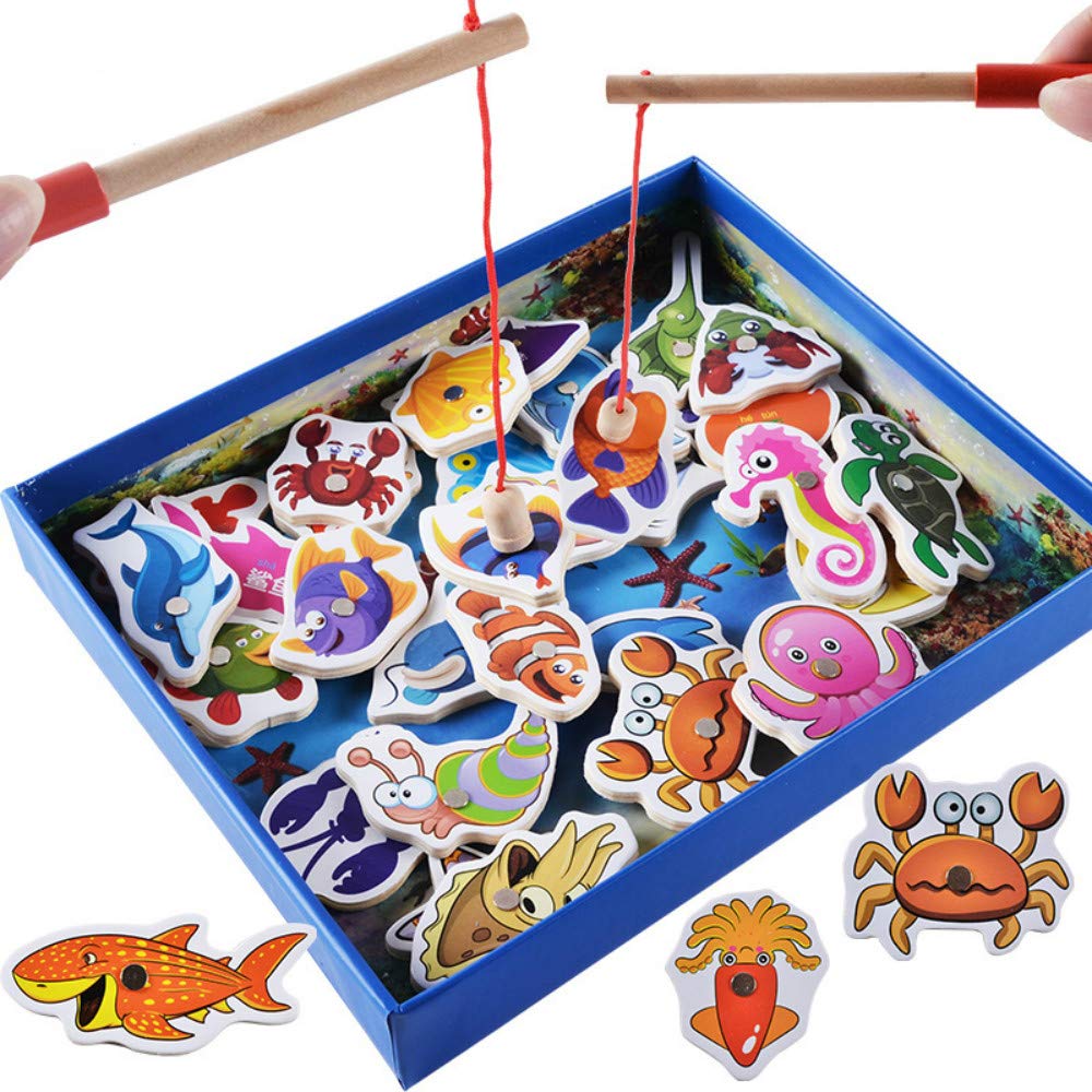 32pcs Magnetic Wooden Fishing Game Set - Educational Baby Toys for Toddlers, Fun Garden & Indoor Play - Perfect Gift for Kids Birthday Party & Learning Activities
