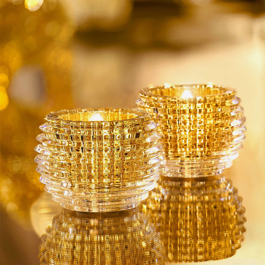 Baccarat Crystal Eye Photophore Light Set of 2 - Elegant Tabletop Decor for Home, Wedding & Luxury Events