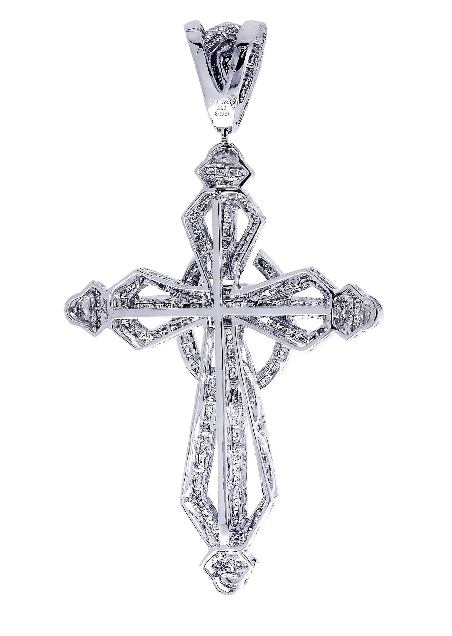 2.91 Carat Diamond Cross Pendant Necklace - 26.13 Grams Solid Gold Religious Jewelry for Women & Men - Perfect for Baptism, Confirmation, Wedding & Everyday Wear