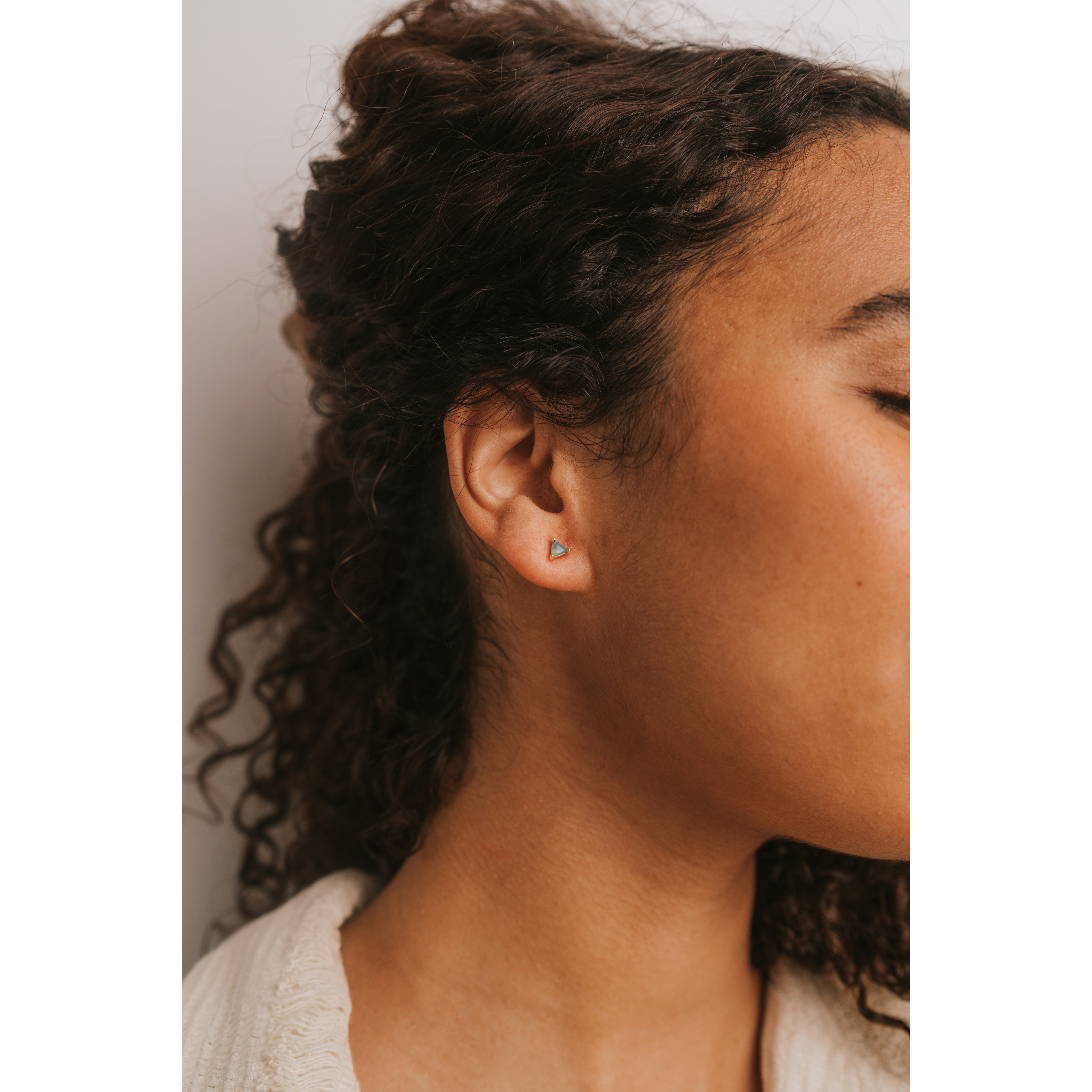 Mini Triangle Green Onyx Stud Earrings - 18k Gold Vermeil Hypoallergenic Earrings for Women | Perfect for Everyday Wear, Gift Giving & Special Occasions