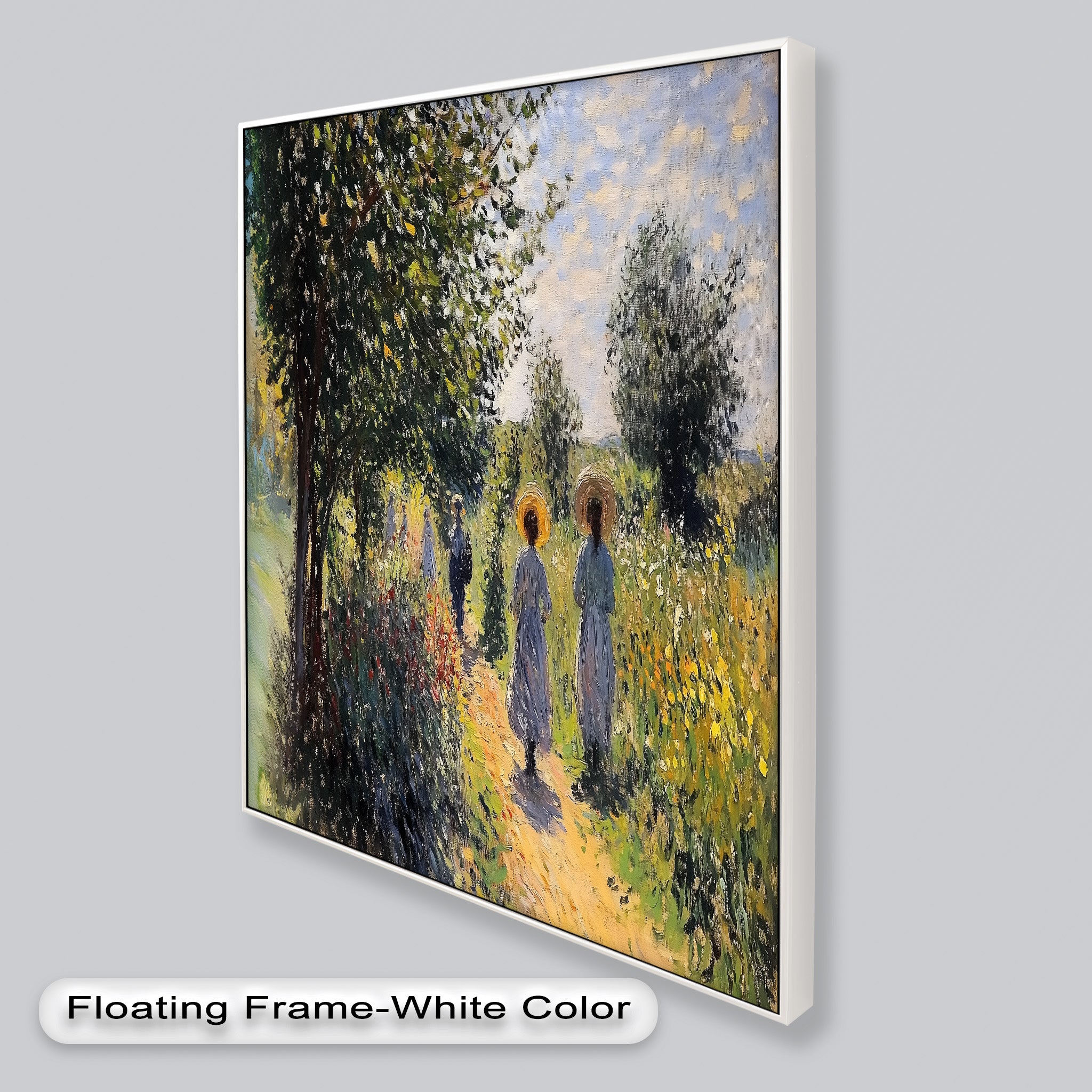 Afternoon Stroll - Sun Dappled Garden Walk Oil Painting Wall Art - Hand Painted Landscape Canvas for Living Room, Bedroom Decor - Perfect Gift for Home & Office