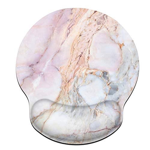 Ergonomic Mouse Pad with Wrist Support - Soft Non-Slip Rubber Base, Pink Marble Design, Stitched Edges for Gaming & Office Use - Relieves Wrist Pain & Enhances Comfort for Typing, Computer Work, and Long Gaming Sessions