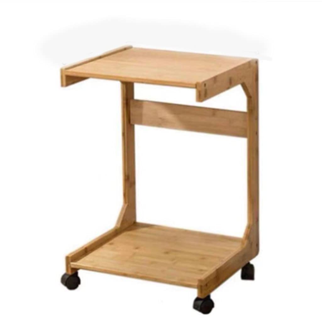 2-Tier Floor Standing Printer Stand with 4 Lockable Wheels - Light Walnut Multi-Purpose Printer Shelf for Office & Home Workspace Organization
