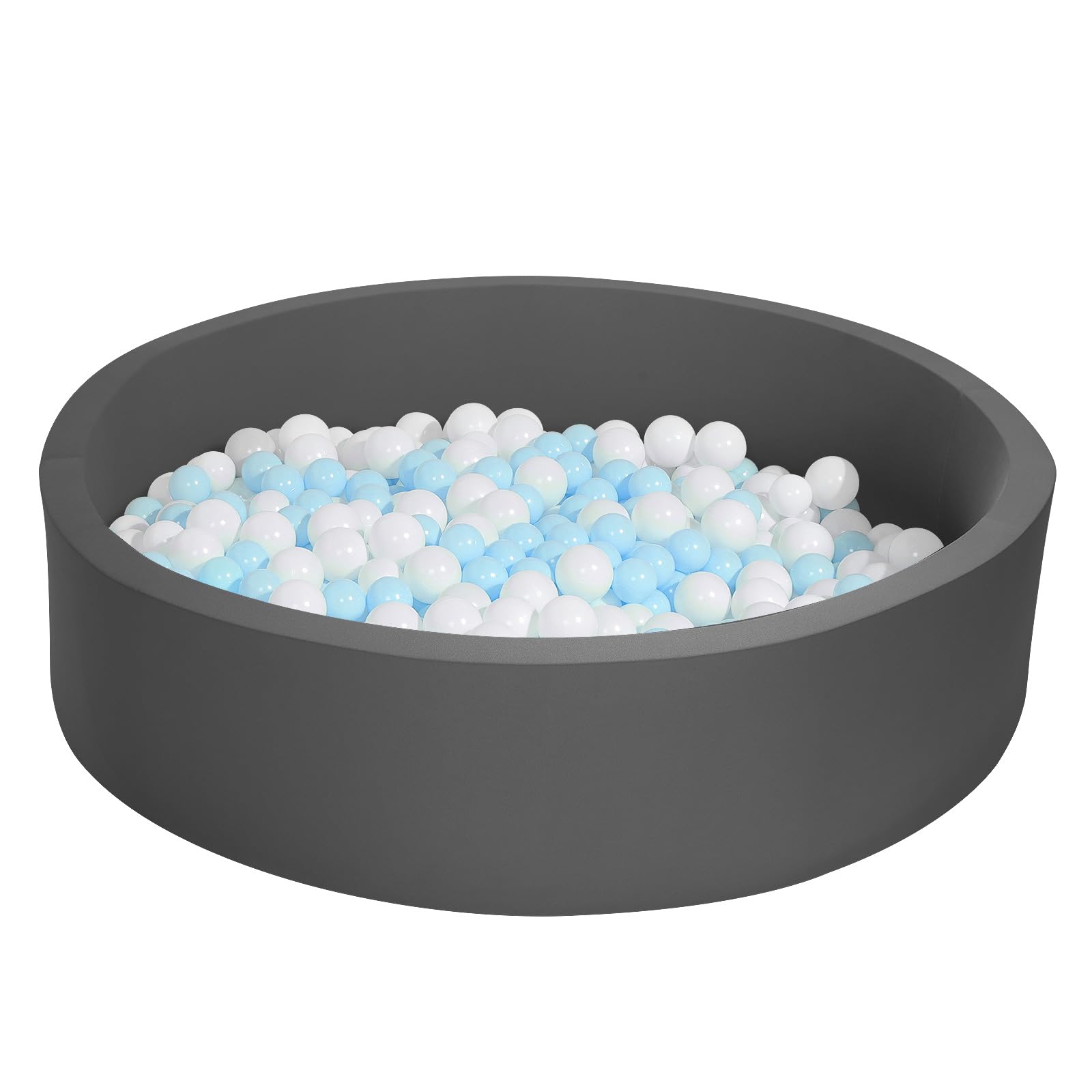 Extra Large Soft Ball Pit for Toddlers & Kids - 51 x 11.8 Inch Foam Ball Pool for Indoor Play, Baby Safe Memory Sponge Round Playpen (Dark Gray) - Perfect for Playrooms, Daycares & Birthday Parties