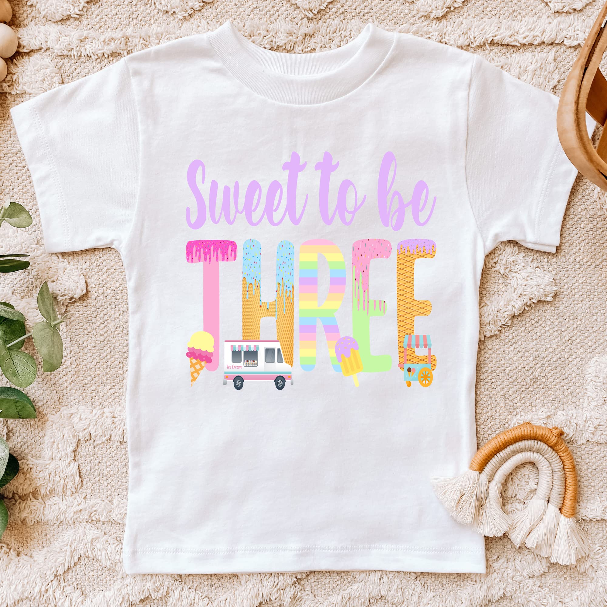 3rd Birthday Shirt for Girls - Ice Cream Theme Cute Toddler Outfit (4T) | Perfect for Birthday Parties & Photo Shoots