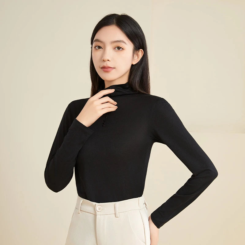 100% Pure Silk Mock Neck Blouse for Women - Elegant & Comfortable Silk Top for Work, Party & Evening Wear