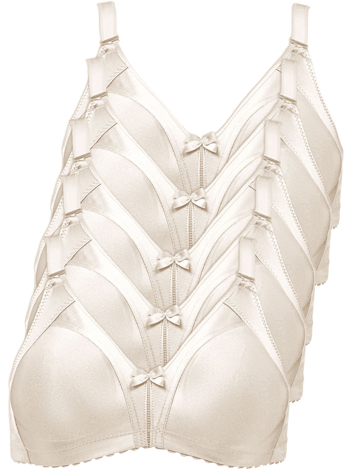 Naturana Women's Non-Wired Minimizer Bras - Pack of 5 - Comfortable Full Coverage Support - Size 46D Ivory - Perfect for Everyday Wear & Work