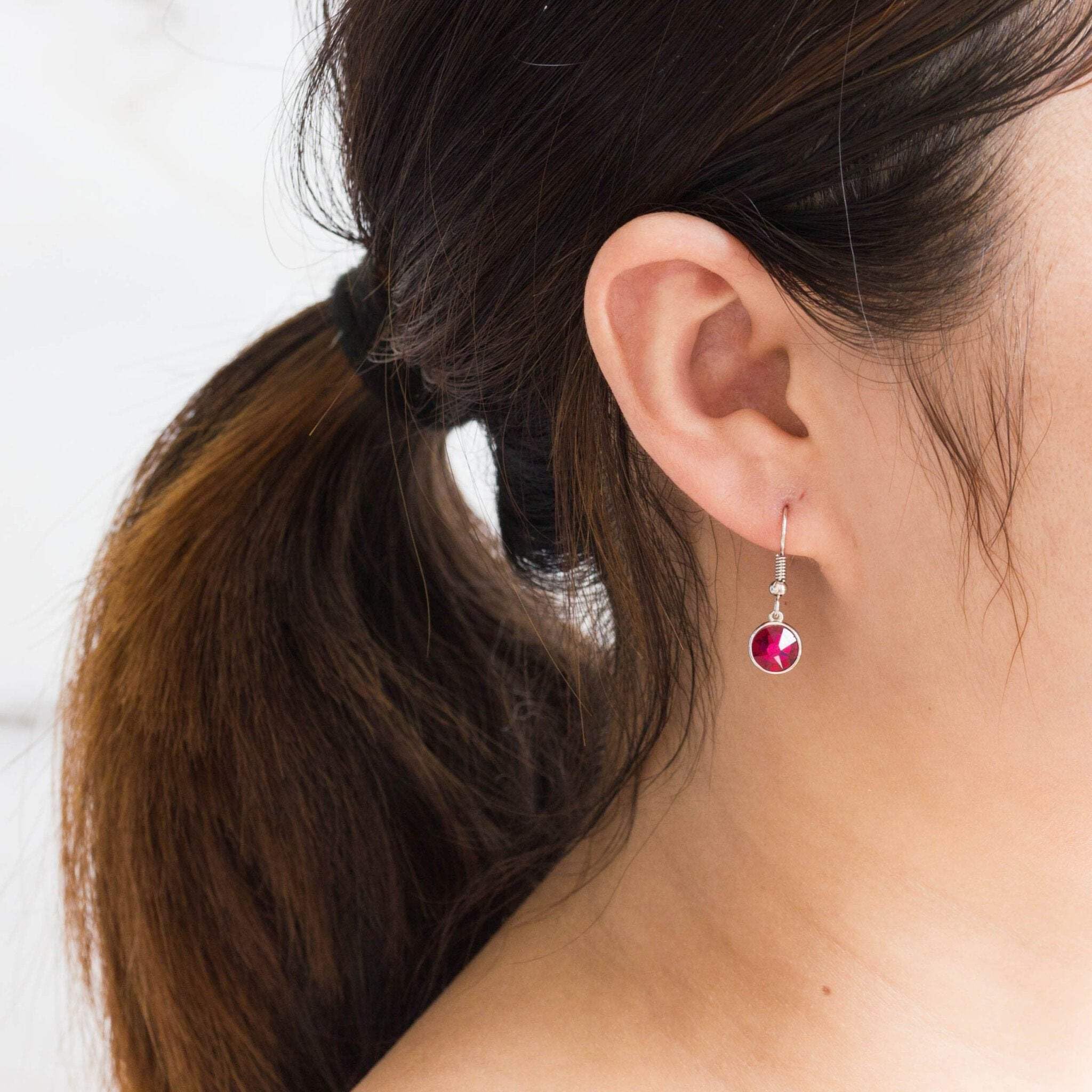 Ruby Zircondia® July Birthstone Earrings for Women - Elegant Drop Style
