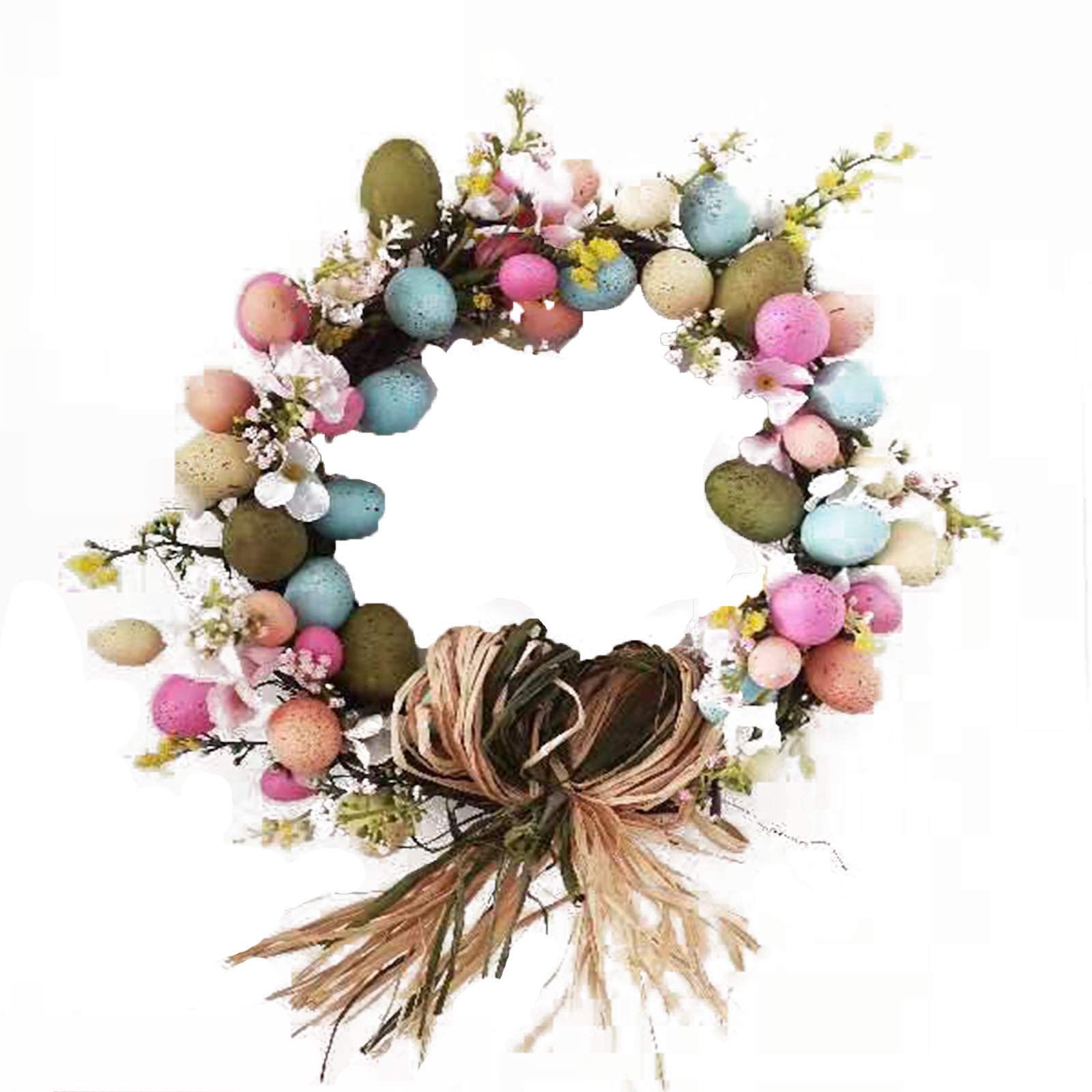 12.99 Inch Easter Egg Wreath Garland - Colorful Spring Wall Hanging Decor for Front Door, Home, Office, Party & Wedding - Durable Artificial Flower Wreath for Outdoor & Indoor Use - Perfect for Easter, Holiday & Seasonal Celebrations
