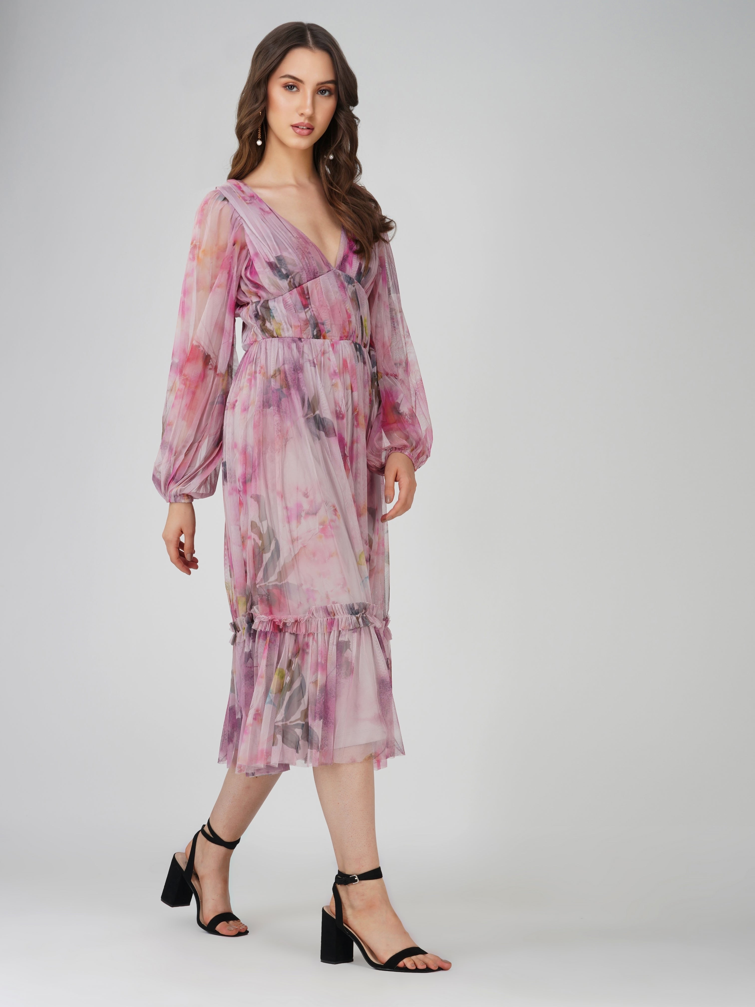 Rachel Purple Printed Midi Dress - Floral Summer Dress for Women | Perfect for Beach Vacation, Date Night & Office Wear