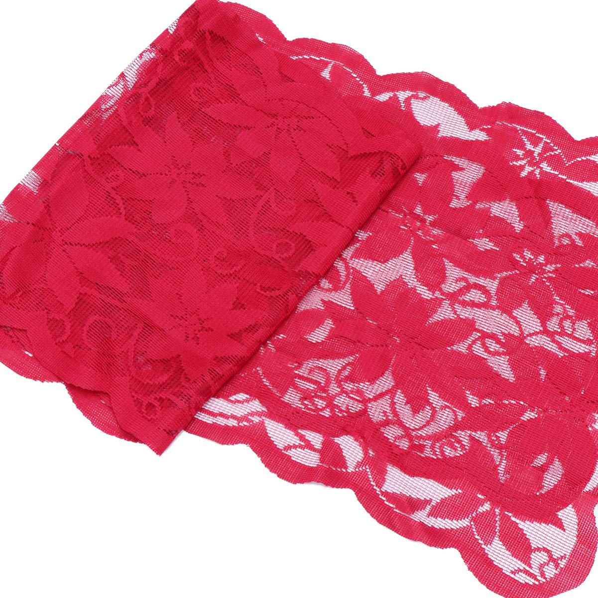 Elegant Red Rustic Table Runner for Wedding, Dinner, Party & Christmas Decor - Poinsettia Lace Tablecloth for Banquet, Dresser & Holiday Decorations - Perfect for Festive Celebrations and Home Decor