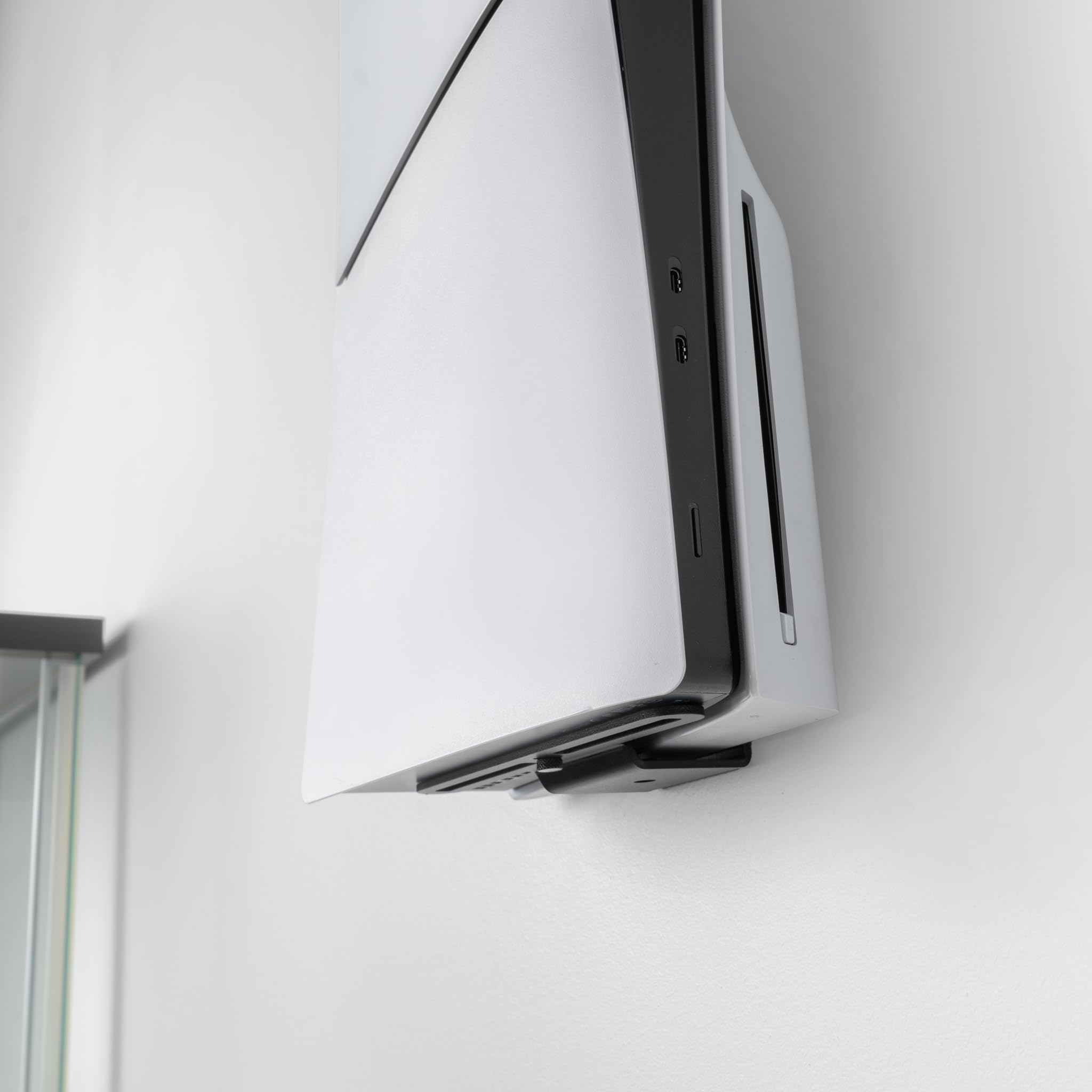 Glistco Steel Wall Mount Bracket for PS5 Slim (Disc & Digital Edition) - Space Saving Vertical Stand with Secure Mounting for Gaming Room, Bedroom & Living Room