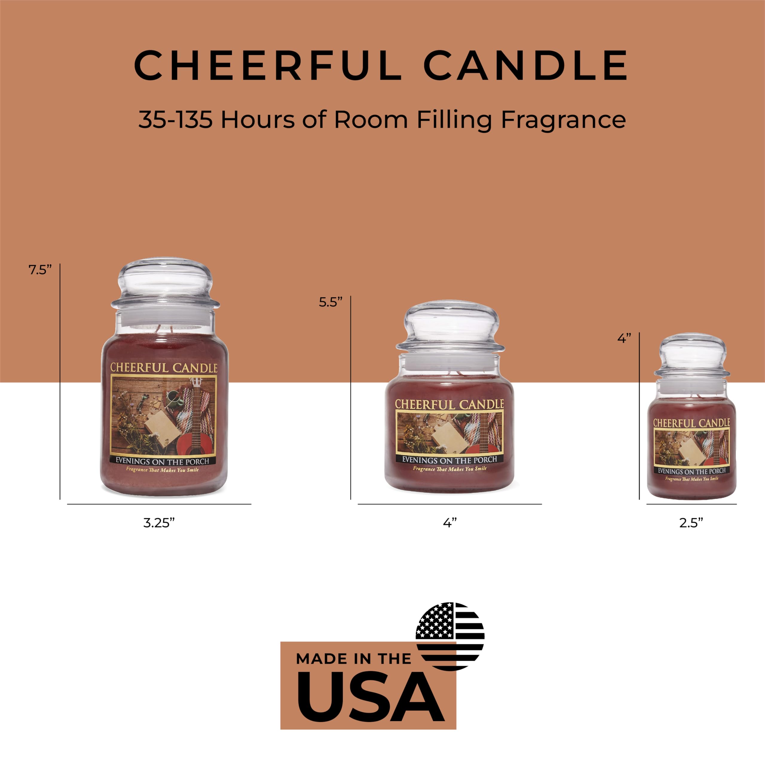 16 oz Scented Candle Jar - Cheerful Giver Porch Candle with 135 Hours Burn Time, Aromatic Soy Wax Candle for Home Decor, Relaxation & Gifts for Women - Perfect for Evenings, Meditation & Cozy Ambiance