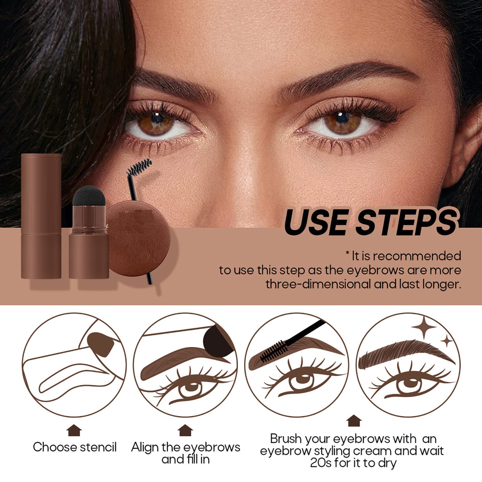 Eyebrow Stamp & Hairline Powder Stick - Waterproof Eyebrow Makeup Kit for Perfect Brows - Ideal for Daily Use, Cosplay, and Special Occasions