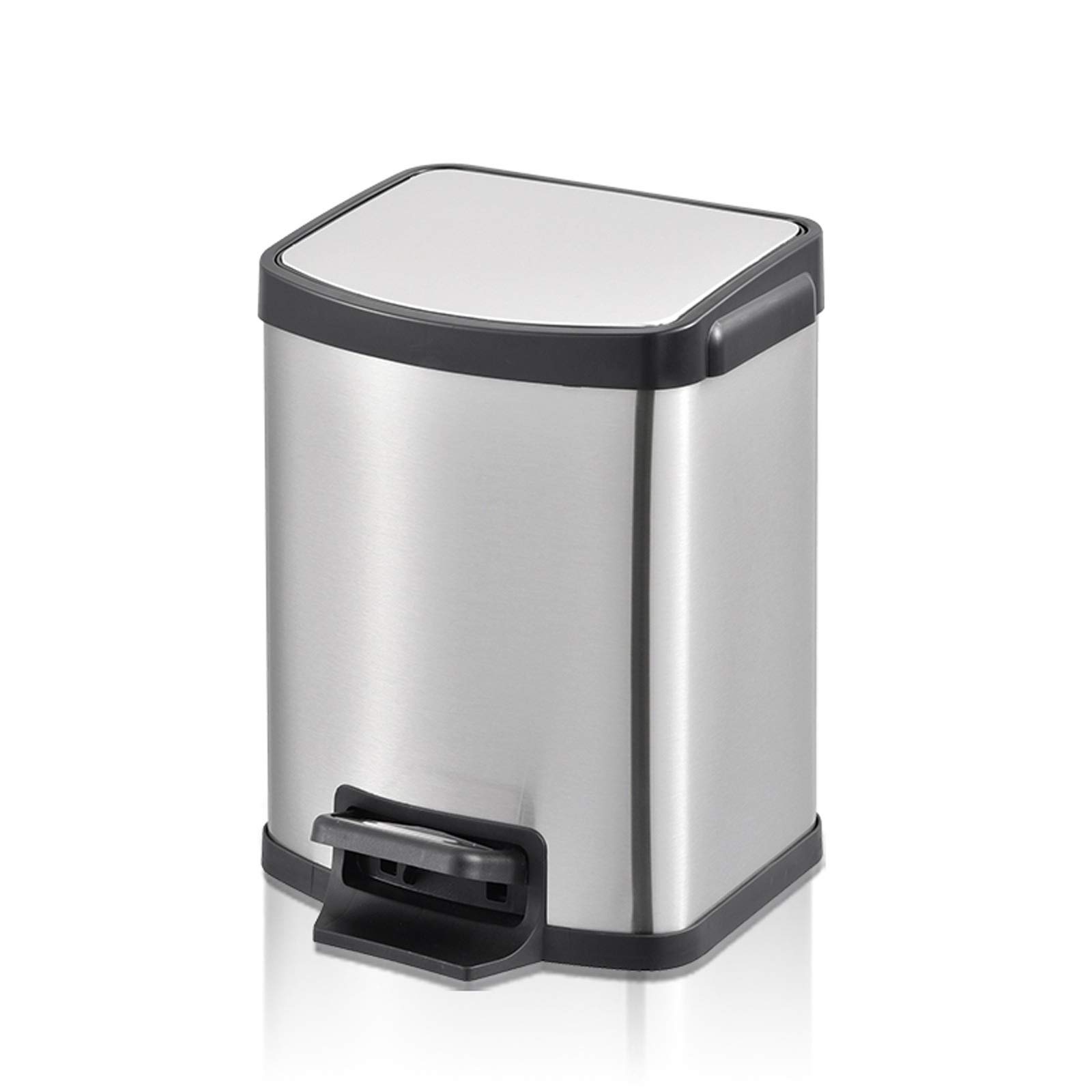 Stainless Steel Pedal Trash Can - Modern Collapsible Garbage Bin for Kitchen, Bathroom & Office | 5 Colors | QTBH Household Dustbin with Foot Operated Lid | Space Saving Waste Container