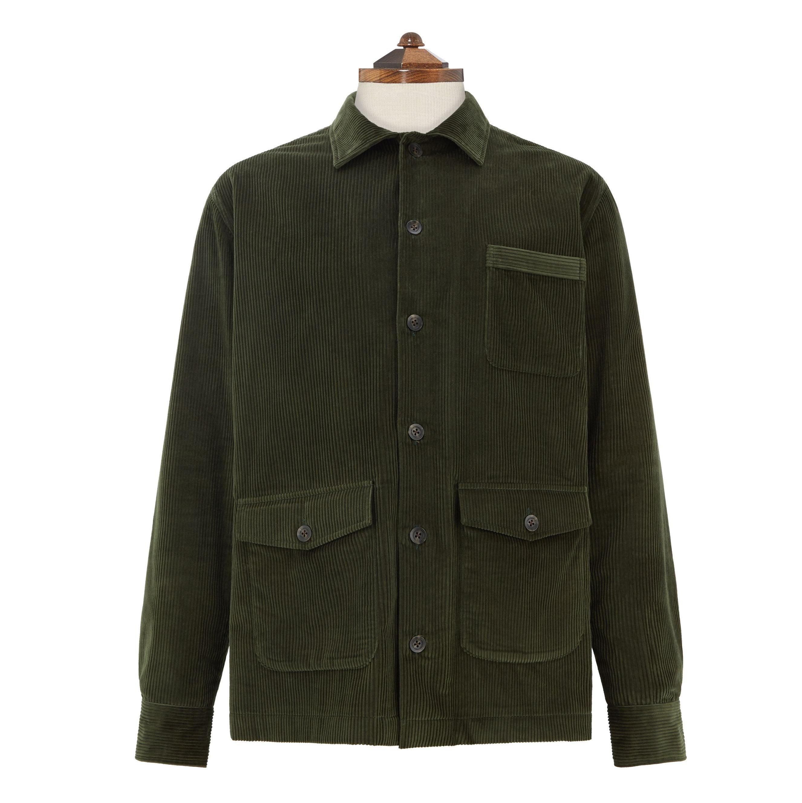 Lynton Dark Green Corduroy Overshirt Jacket for Men | Vintage Style Button-Up Shirt | Perfect for Casual Outfits, Fall Layering & Outdoor Adventures