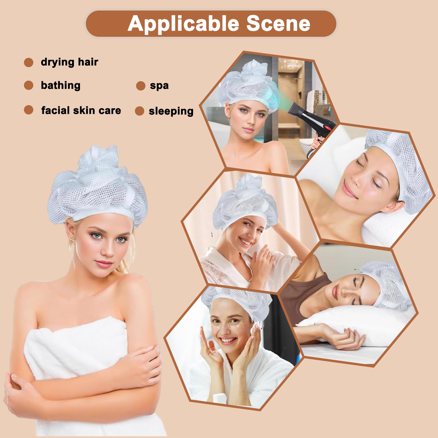 Adjustable Plopping Hair Cap for Curly Hair - Soft Microfiber Hair Drying Cap with Drawstring for Frizz-Free Curls - Perfect for Air Drying, Diffusing & Overnight Hair Care (1PC)