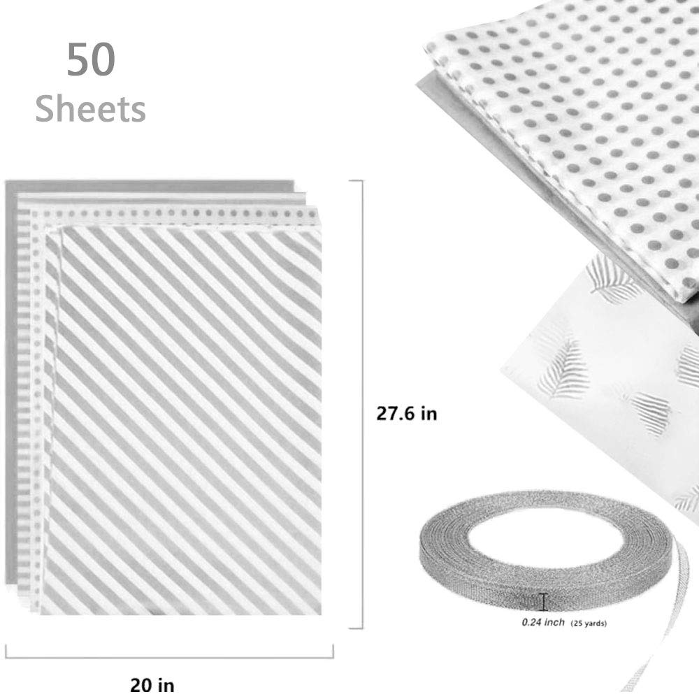 50 Sheets Silver Tissue Paper 20