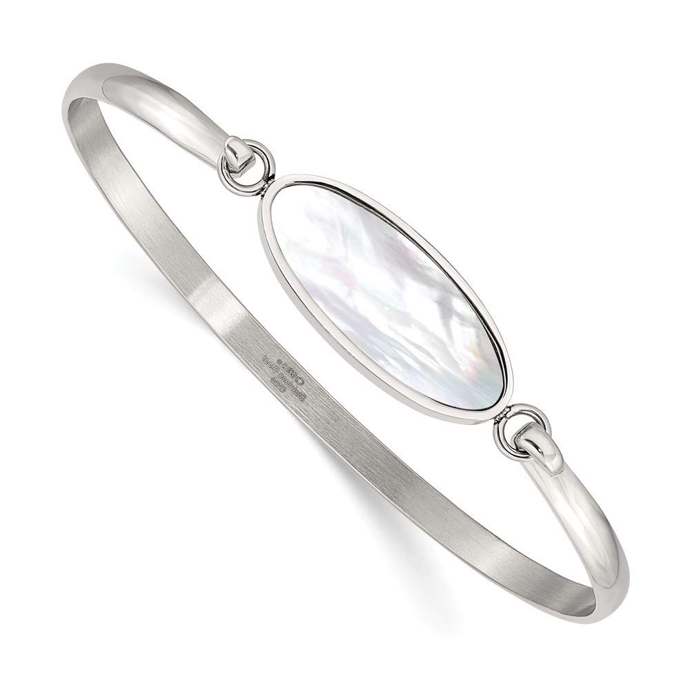 Stainless Steel Polished Oval Simulated Mother of Pearl Bracelet for Women - Elegant Jewelry Gift for Birthday, Anniversary & Special Occasions | Perfect for Parties, Weddings & Everyday Wear