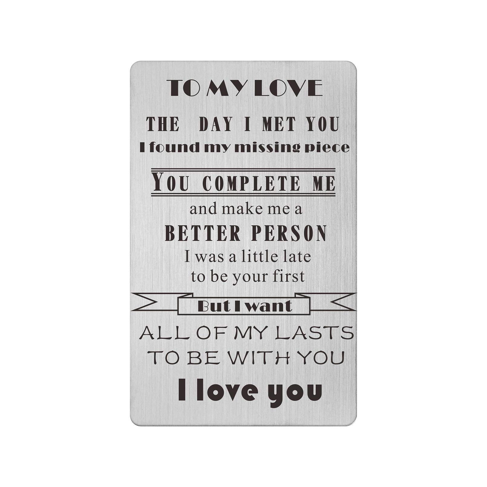 Personalized Laser Engraved Wallet Card - Unique Husband Birthday Gift & Romantic Wedding Day Present from Bride - Perfect for Anniversaries, Valentine's Day & Special Occasions