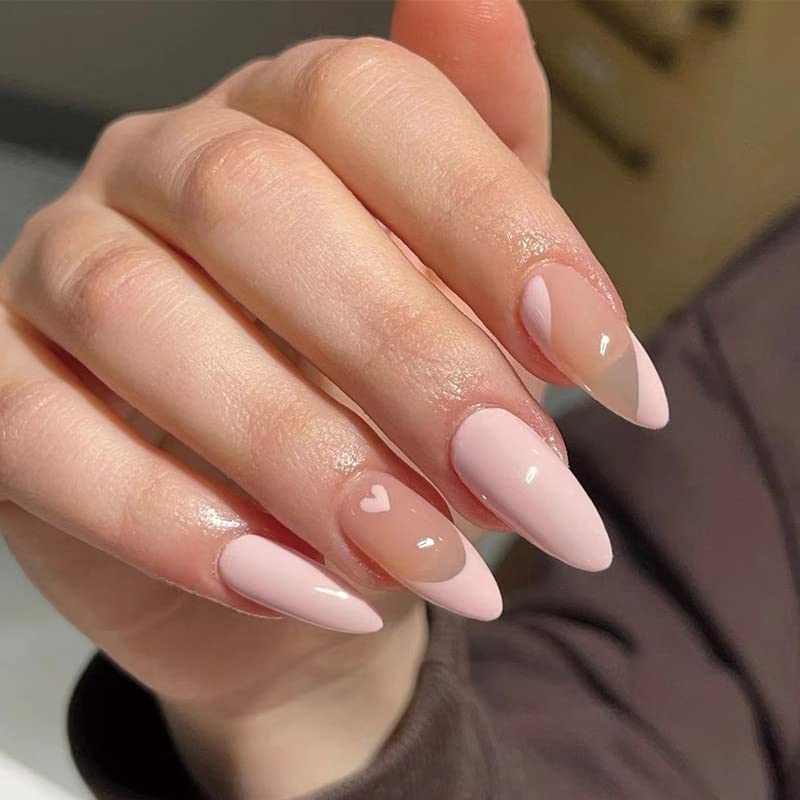6 Packs (144 Pcs) Press on Nails Medium False Nails - Almond & Square Full Cover Stick on Artificial Acrylic Fake Nails with Adhesive Tabs for DIY Manicure & Nail Art | Perfect for Parties, Weddings, Daily Wear & Special Occasions