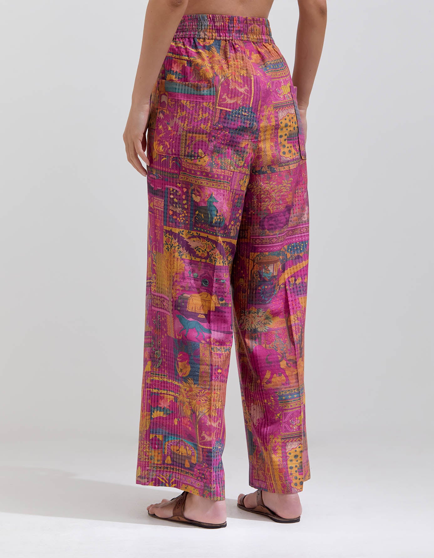 Panchatantra Chandrika Women's Purple Cotton Silk Check Pants - Comfortable & Stylish for Casual Wear, Office & Travel