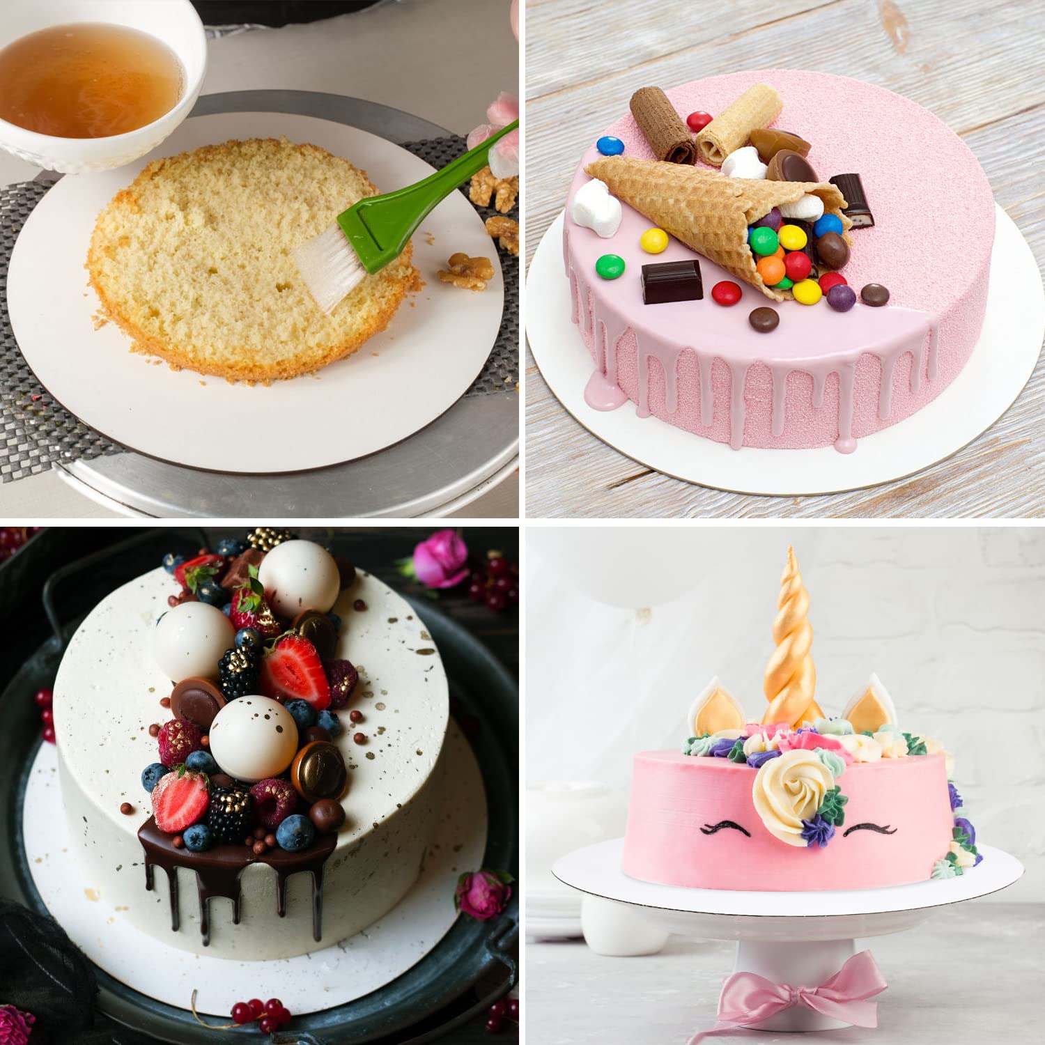 40-Pack 10 Inch Round White Cake Boards - Food-Grade Cardboard Cake Circles for Displaying Cakes, Bread, Desserts | Sturdy & Thin Cake Plates for Birthday Parties, Weddings, Bakery Displays