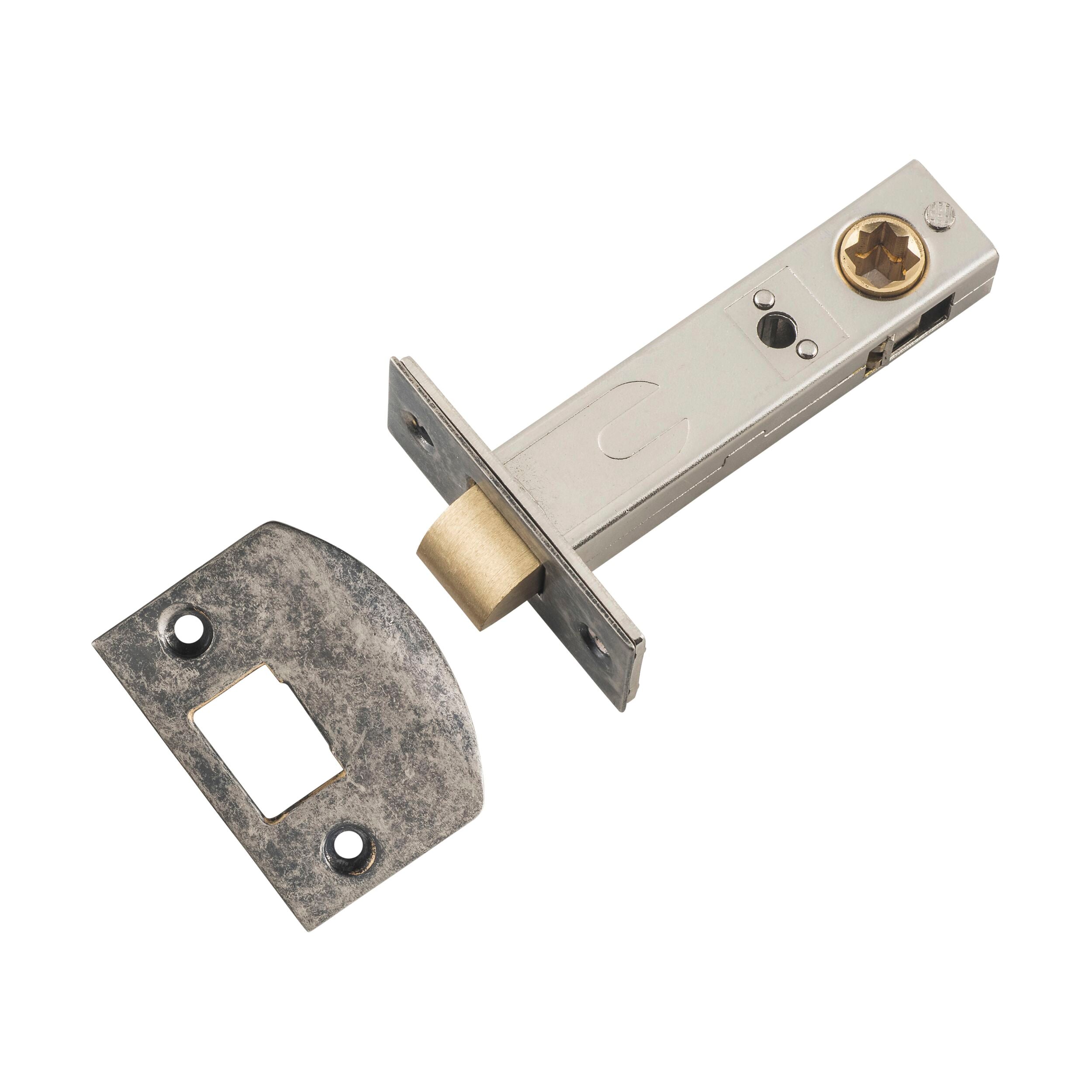 6217 Tube Latch Split Cam 'D' Striker Rumbled Nickel Backset 70mm - Heavy Duty Door Lock Hardware for Residential & Commercial Use
