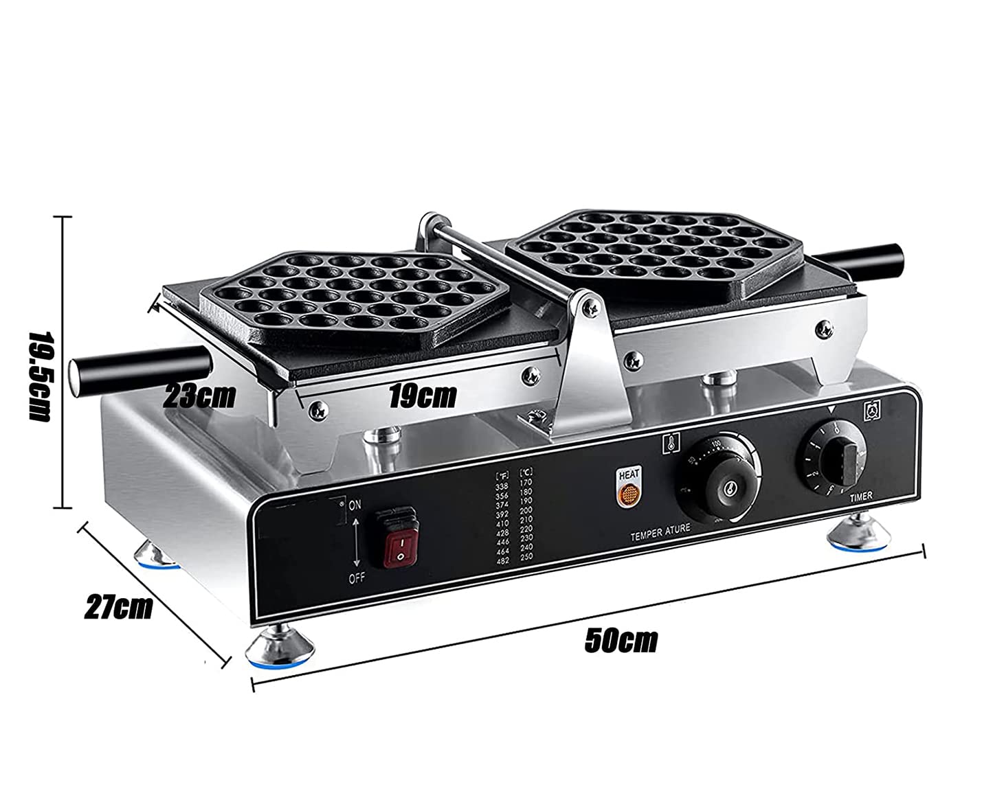 Commercial 1500W Electric Sandwich & Waffle Maker - Non-Stick Egg Bubble Waffle Iron for Breakfast, Brunch, and Snacks - Perfect for Restaurants, Cafes, and Home Use