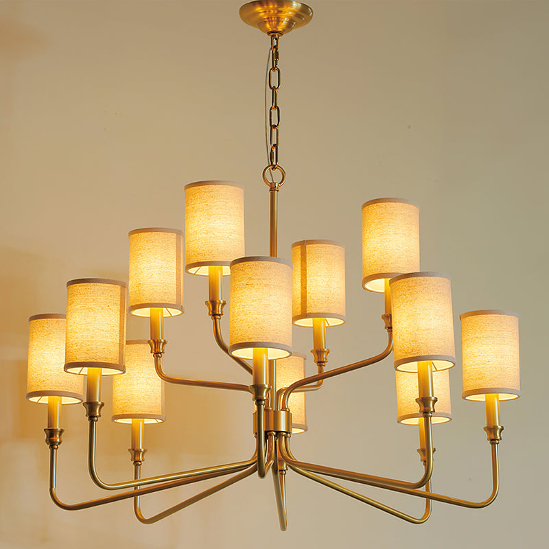 Modern Cylinder Fabric Chandelier - Elegant Ceiling Light Fixture for Living Room, Bedroom & Dining Room - Perfect for Home Decor & Interior Design
