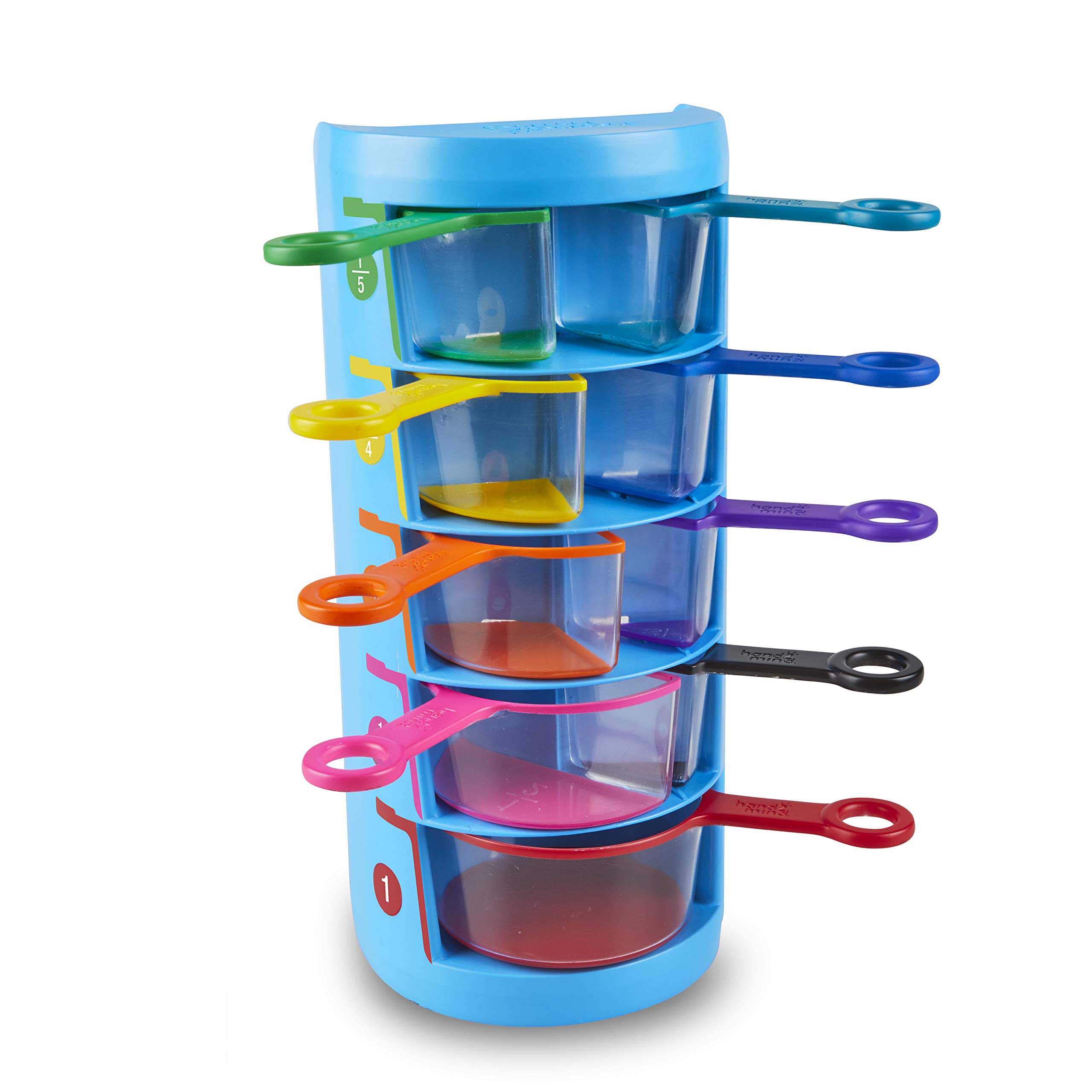 Rainbow Fraction Measuring Cups Set of 9 - Math Manipulatives for Kids Learning Fractions | Visual Measuring Tools for Baking & Cooking | Montessori & Homeschool Math Teaching Aids | Perfect for Kids Kitchen Activities & STEM Education