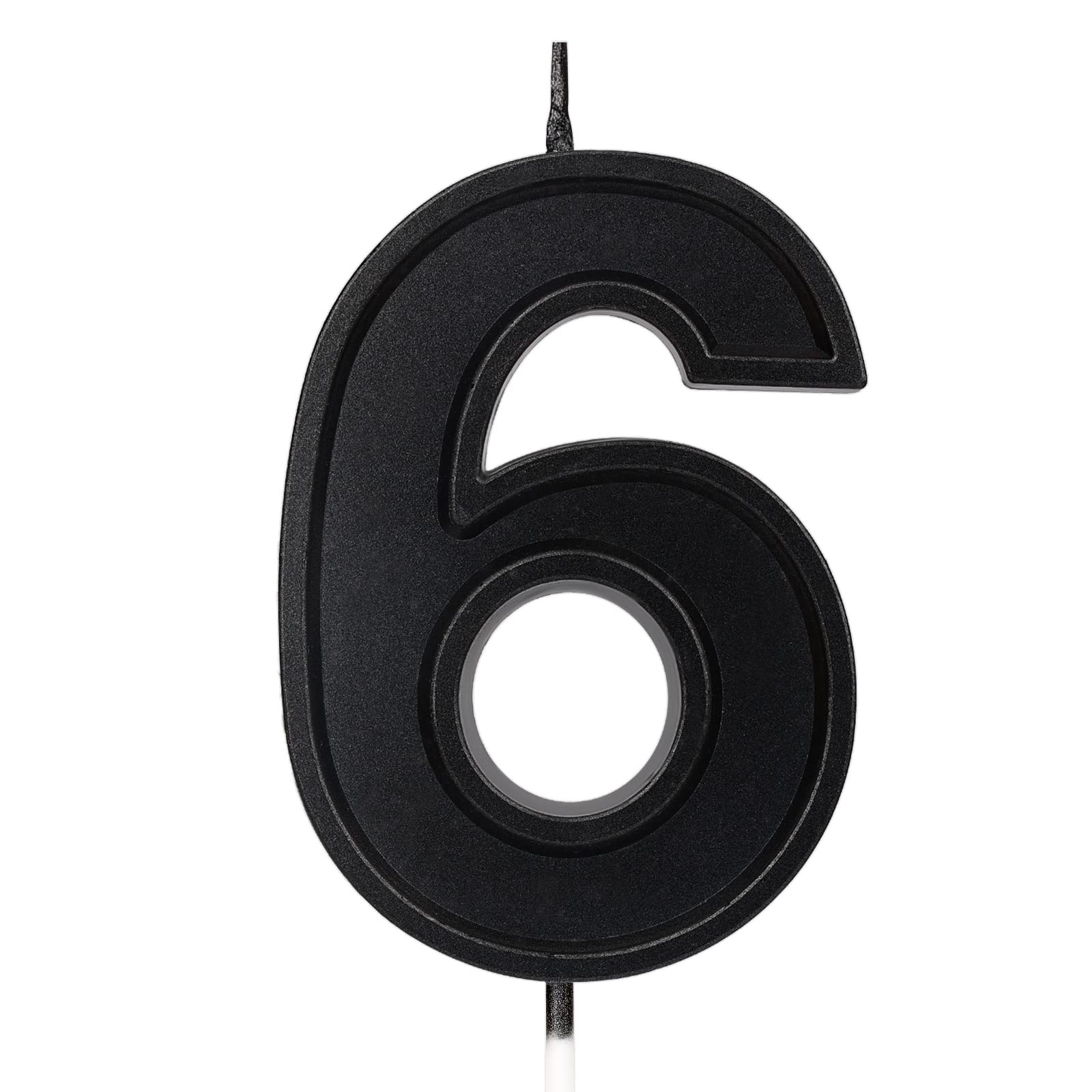 Diamond Shape 3D Numbered Birthday Candles (7cm) - Black Set of 6 for Wedding, Birthday, Graduation & Party Cake Decorations | Perfect for Anniversary Celebrations, Baby Showers & Special Events