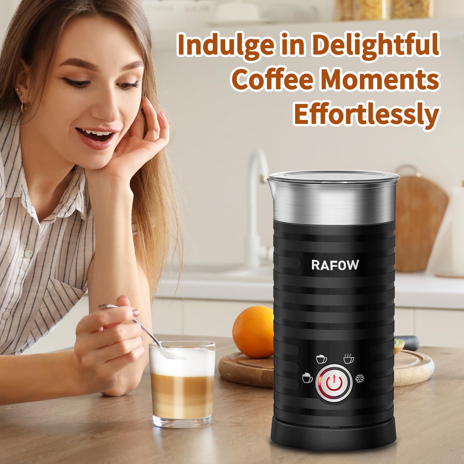 4 in 1 Electric Milk Frother Steamer - 240ml Hot & Cold Coffee Foam Maker for Latte, Cappuccino, Hot Chocolate & Matcha - Perfect for Home, Office & Coffee Shops
