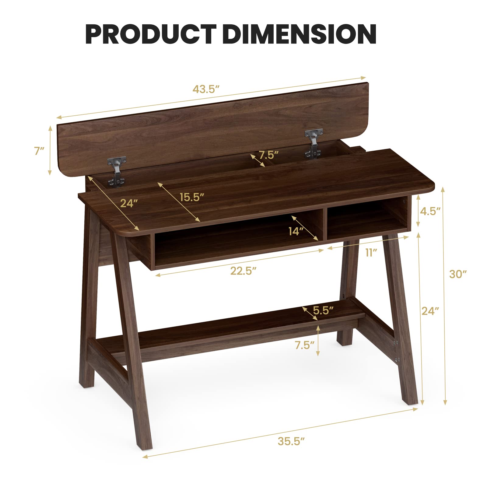 Tangkula Mid Century Modern Writing Desk with Storage Cubes & Hidden Compartment - Computer Desk, Makeup Vanity Table for Bedroom, Home Office Desk with Storage Shelf - Perfect for Small Spaces, Study, Work from Home & Dressing Area
