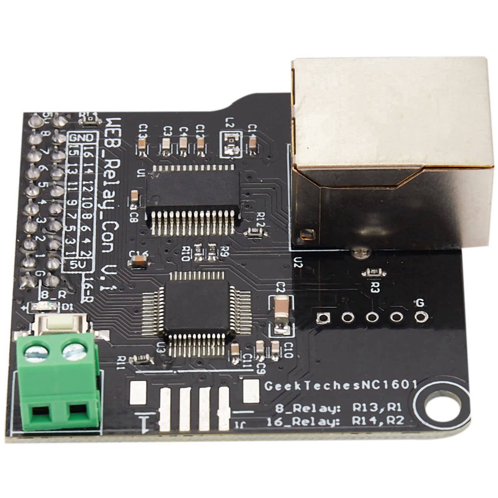 VENEKA 2X Ethernet Control Module - 16 Channel Relay Board with RJ45 Port for LAN/WAN Network & Web Server | Perfect for Home Automation, Industrial Control, and IoT Projects