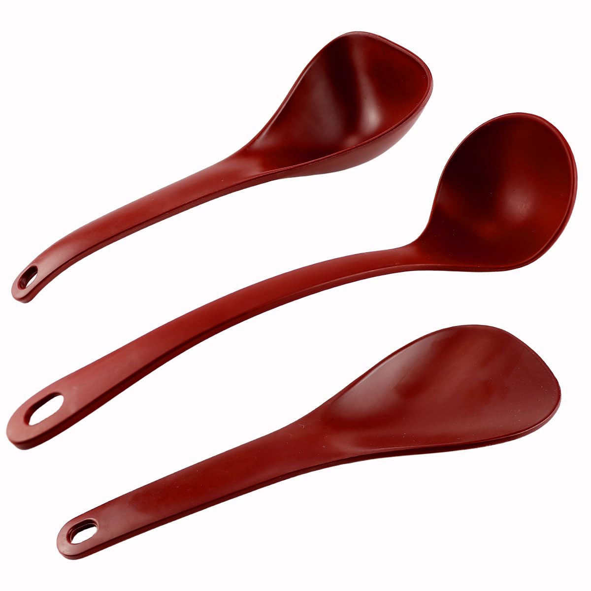 DOERDO 3-Piece Non-Stick Rice Paddle Set - Heat-Resistant Cooking Spoon for Rice, Soup & Potatoes - Perfect for Kitchen, Serving & Meal Prep (Red)