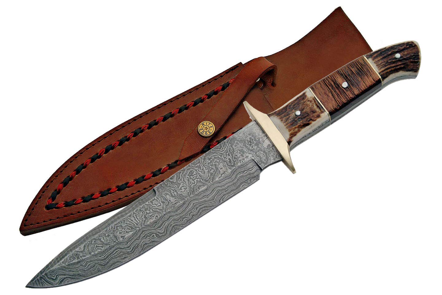 Premium Damascus Steel Bowie Knife - Szco Supplies Plainsman Hunting & Survival Knife | Outdoor Camping, Bushcraft & Tactical Use
