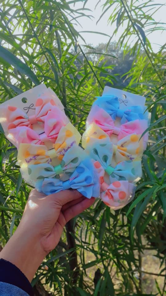 SIA VENDORS Hair Clips for Girls & Women - Unisex Alligator Bows with Grosgrain Ribbon & Unicorn Designs - Luxury Satin Scrunchies & Barrettes Hair Accessories (6-Pack, Polka Dots) - Perfect for School, Parties, Weddings & Everyday Styling