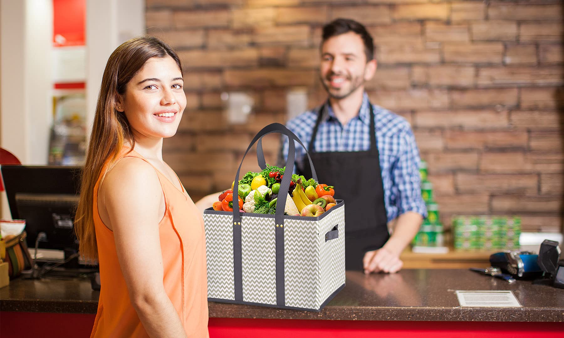 NERUB Heavy Duty Reusable Grocery Tote Bags - Reinforced Bottom, Foldable Large Shopping Bags for Groceries (3 Pack) - Perfect for Farmers Market, Supermarket & Eco-Friendly Shopping