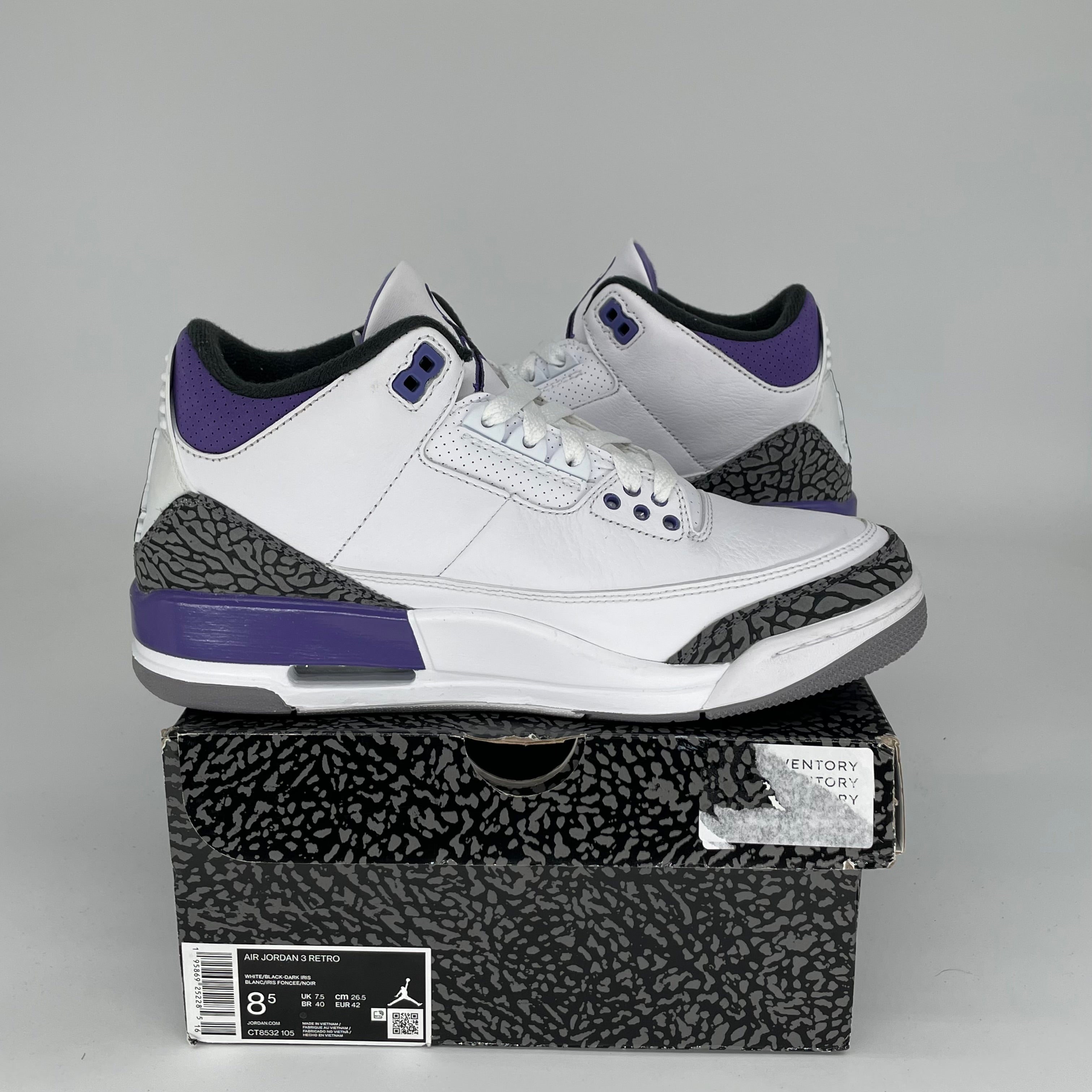 AIR JORDAN 3 DARK IRIS Men's Basketball Shoes Size 8.5 - CT8532 105 Retro Sneakers for Running, Gym & Streetwear Fashion