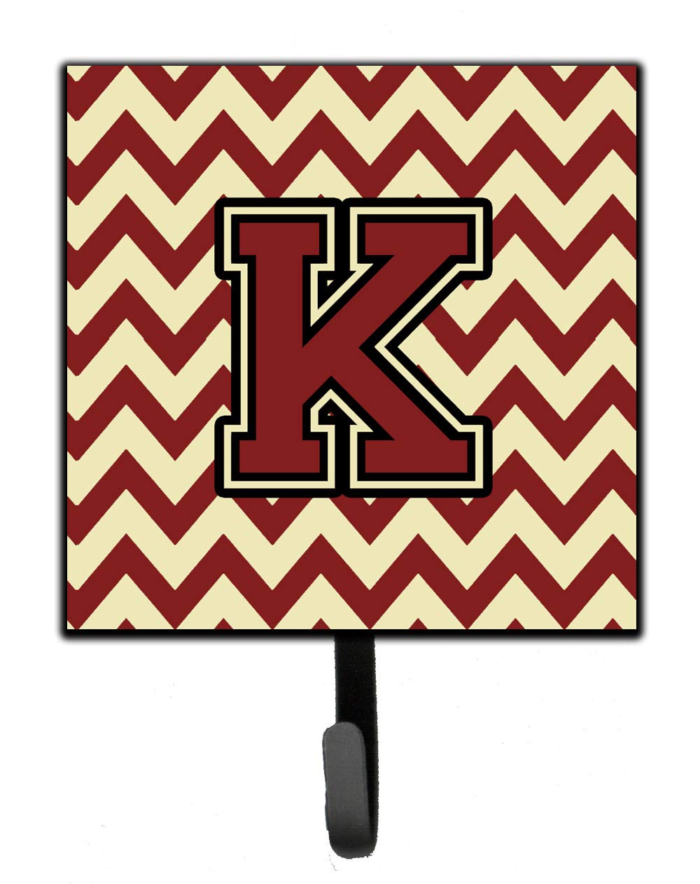 Caroline's Treasures CJ1061-KSH4 Letter K Chevron Maroon & Gold Wall Hook - Key Holder, Coat Rack, Leash Hanger for Entryway, Kitchen & Bathroom Organization