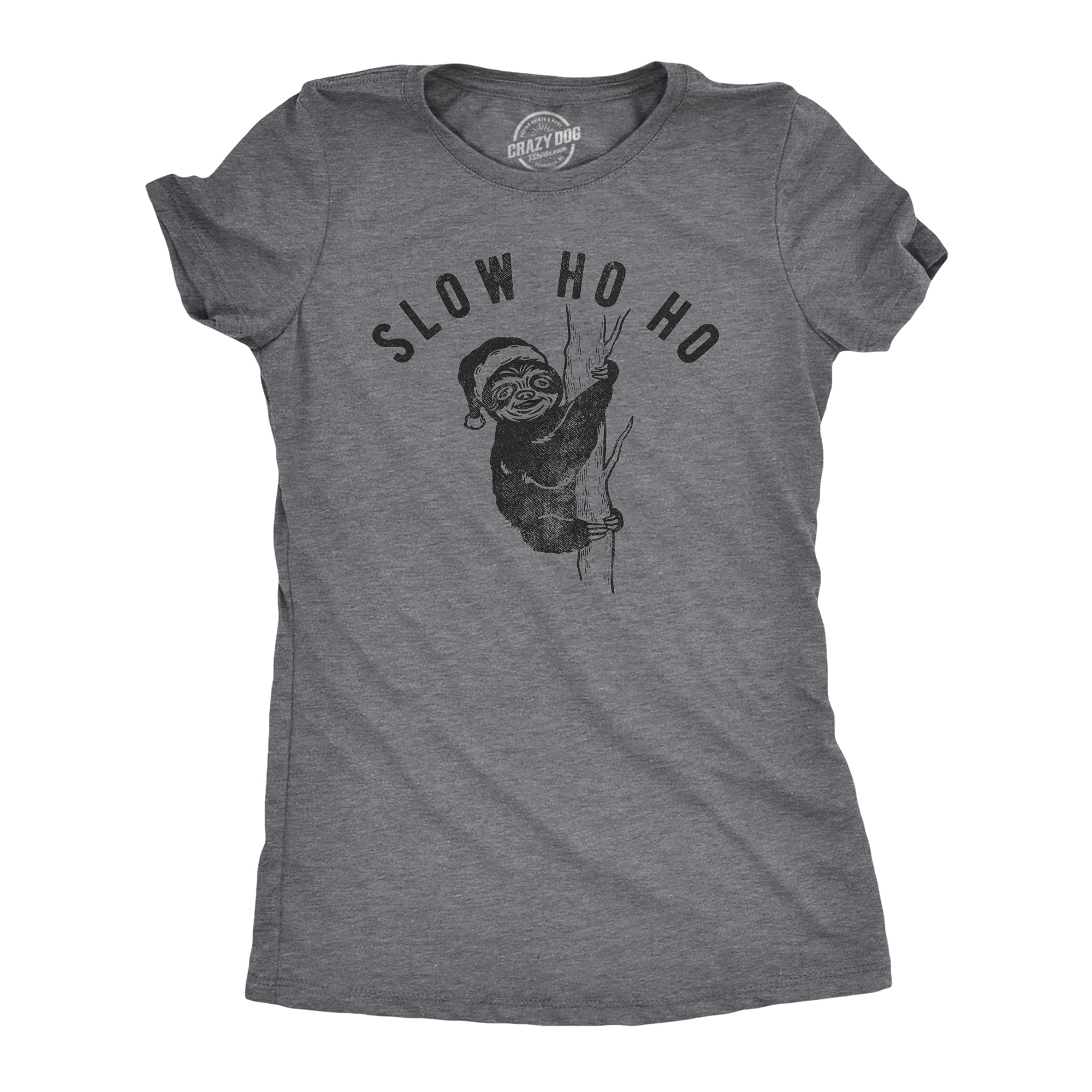 Funny Christmas Santa Sloth Graphic T-Shirt for Women - Novelty Holiday Tee - Perfect for Christmas Parties, Gifts & Festive Outfits