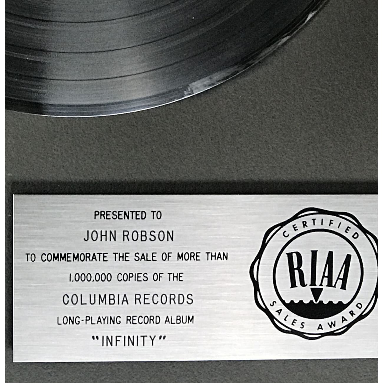 Journey Infinity RIAA Platinum LP Award - Certified Music Record Display for Collectors & Fans - Perfect for Home, Office, or Music Studio Decor