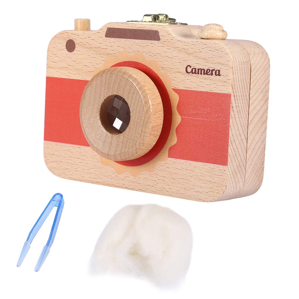 Yunnyp Wooden Baby Teeth Keepsake Box - Camera Design Milk Teeth & Hair Storage Case, First Tooth Souvenir, Baby Memory Box for Newborns - Perfect for Baby Showers, Christenings, and First Birthday Gifts (Brown)