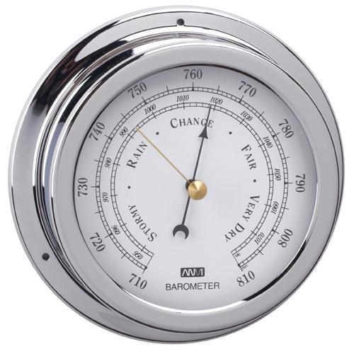 Premium Chrome Plated Brass Barometer - 120mm Weather Instrument for Home, Office & Outdoor Use - Accurate Atmospheric Pressure Measurement