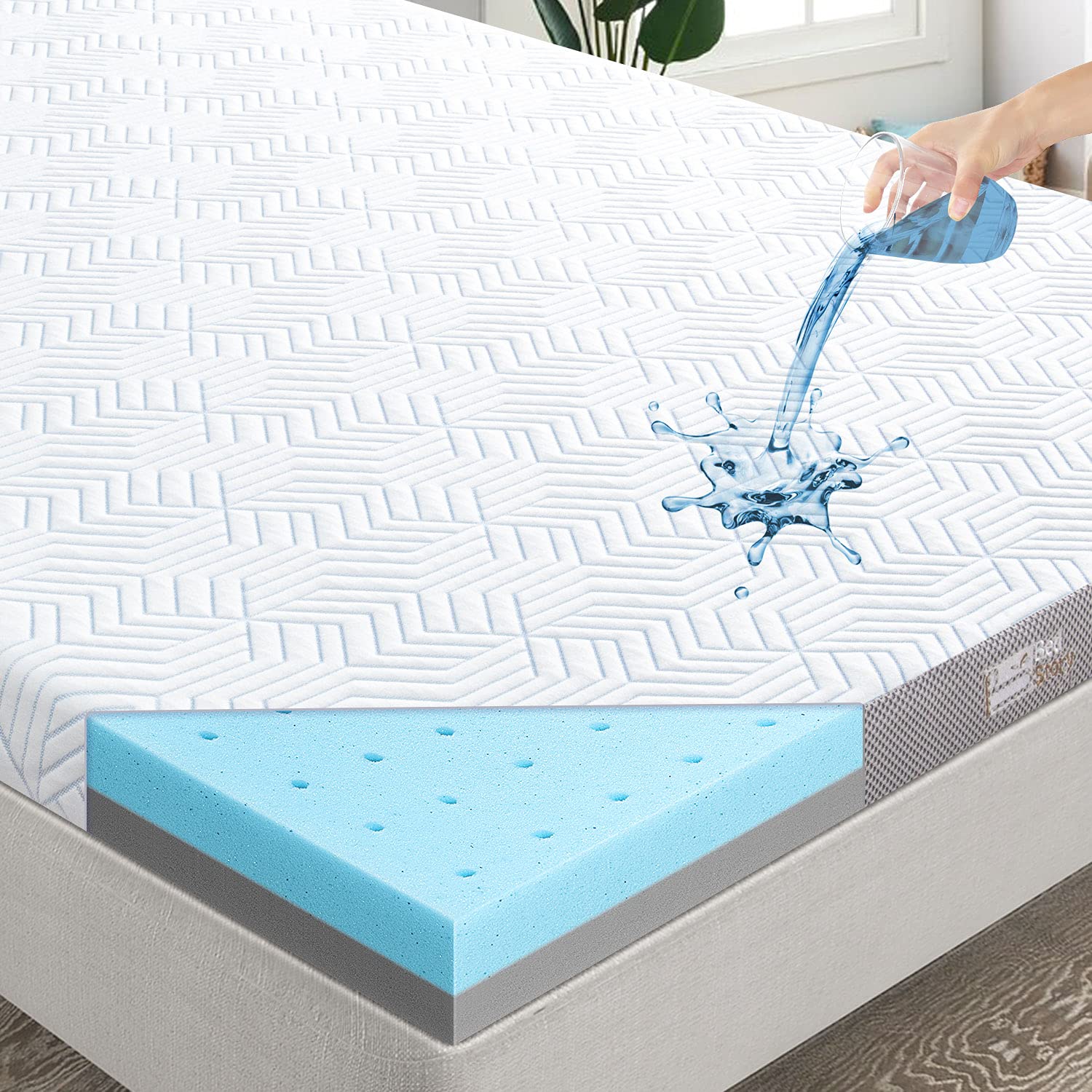 BedStory 3 Inch Gel Memory Foam Mattress Topper Full Size - Cooling Gel Infused Mattress Pad with Waterproof Cover for Pressure Relief & Back Pain - Perfect for Guest Beds, Dorm Rooms & Home Comfort Upgrade