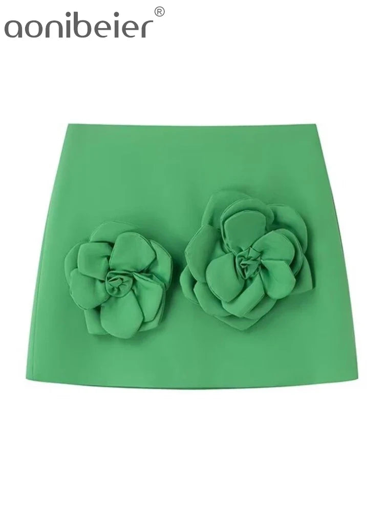 Aonibeier 3D Floral Print Women's Mini Skirt Set - Summer Sleeveless Crop Top & High Waist Short Skirt Outfit | Y2K Fashion for Party, Club, Beach & Casual Wear