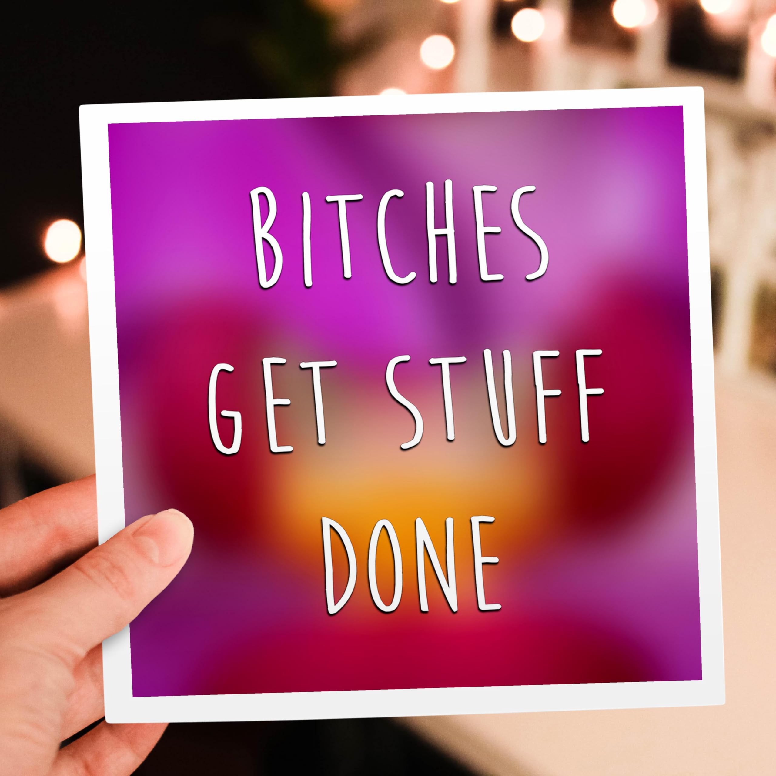 Bitches Get Stuff Done Motivational Greeting Cards - 6 Pack Inspirational Quote Cards with Unique Illustrations - Perfect for Office Gifts, Coworker Appreciation & Women Empowerment