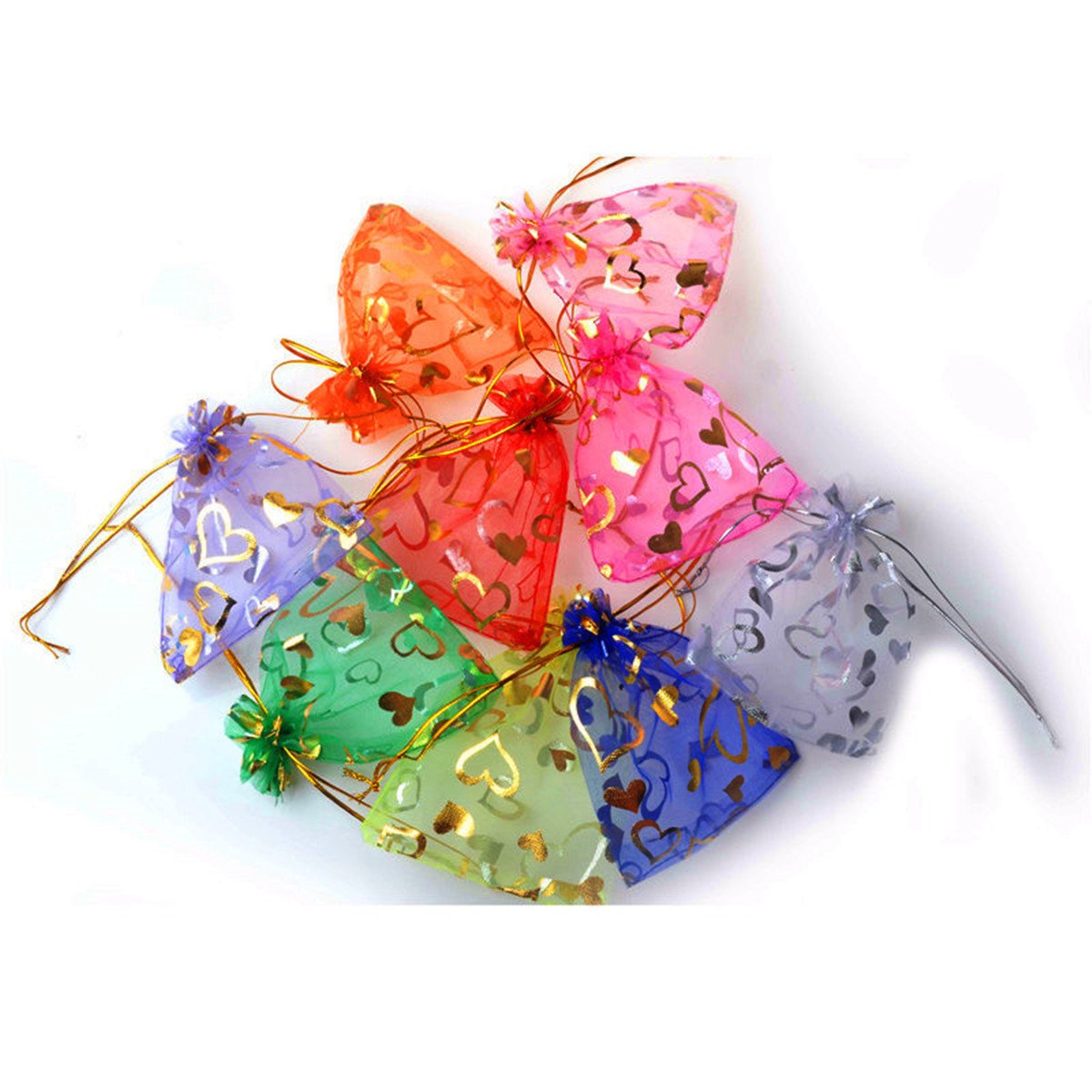 100pcs Red Organza Wedding Favor Bags 6